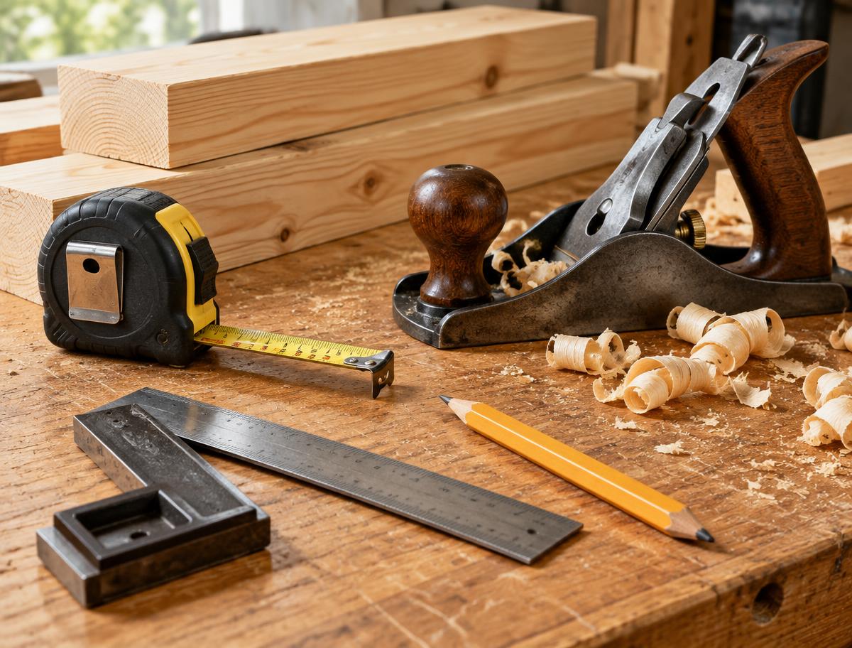 Conceptual illustration of woodworking tools representing vocational skills